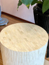 Bone Inlay Round Fluted Side Table