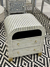 Bone Inlay Bedside Table - Grey Stripe