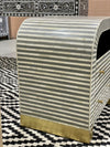 Bone Inlay Bedside Table - Grey Stripe