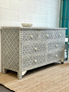 Bone Inlay  Chest of 7 Drawers - Grey Wallpaper