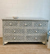 Bone Inlay  Chest of 7 Drawers - Grey Wallpaper