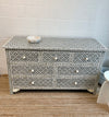 Bone Inlay  Chest of 7 Drawers - Grey Wallpaper