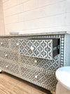 Bone Inlay  Chest of 7 Drawers - Grey Wallpaper