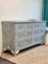 Mother of Pearl Inlay 6 Chest of Drawer - Grey Floral