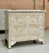 Mother of Pearl Inlay 3 Drawers Chest - Apricot Beige Floral