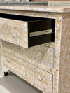 Mother of Pearl Inlay 3 Drawers Chest - Apricot Beige Floral