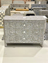 Mother of Pearl Chest of 3 Drawers -  Grey Floral