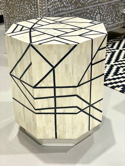 Bone Inlay Geometric Side Table