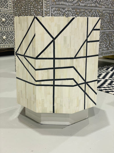 Bone Inlay Geometric Side Table