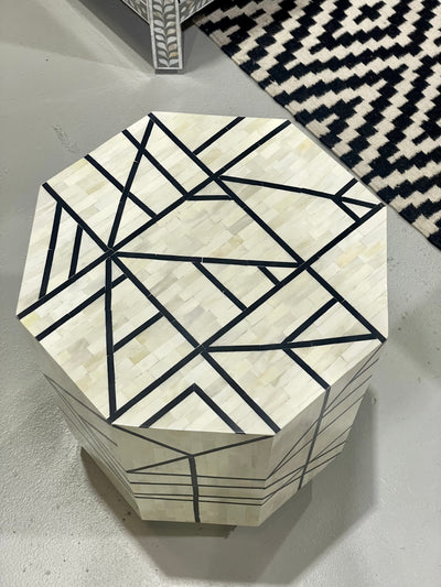 Bone Inlay Geometric Side Table