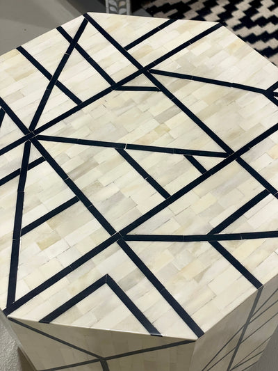 Bone Inlay Geometric Side Table