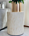 Bone Inlay Round Fluted Side Table