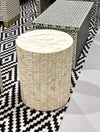 Bone Inlay Basket Weave Side Table