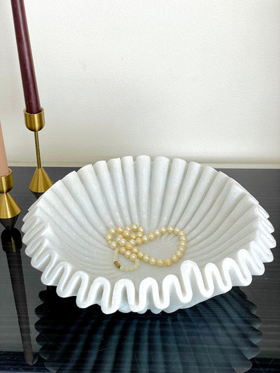 Marble Ripple Fluted Decor Bowl - 30cm