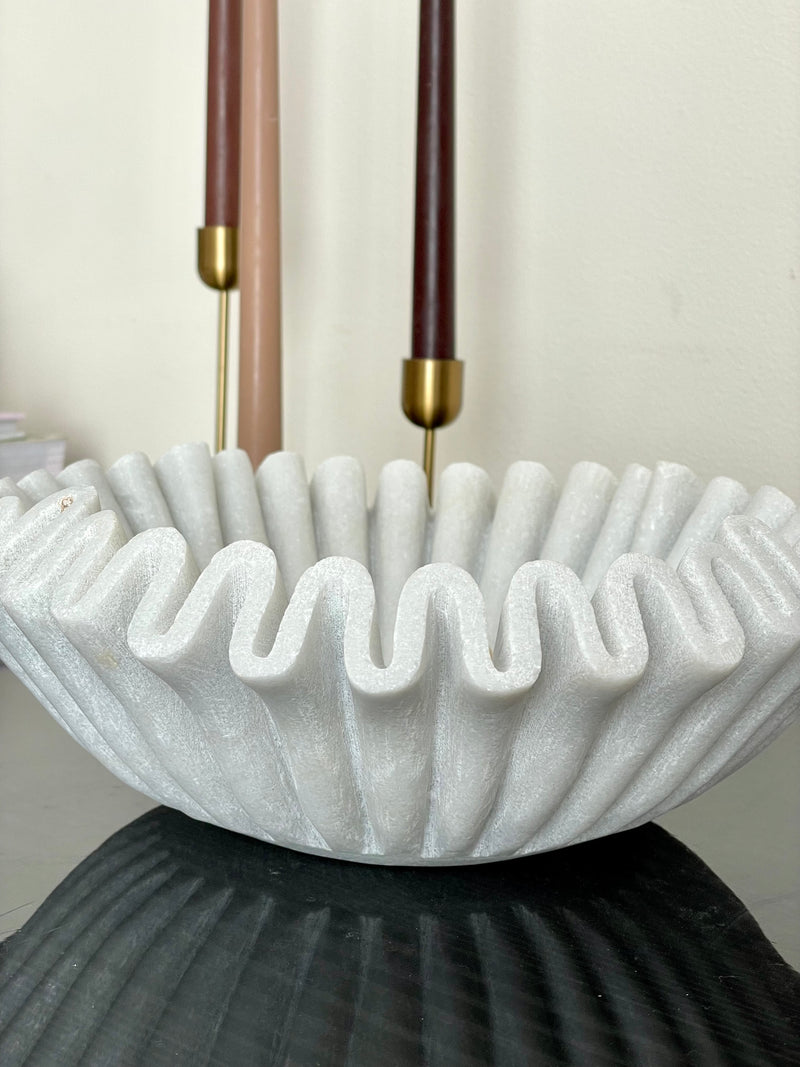 Marble Ripple Fluted Decor Bowl - 30cm