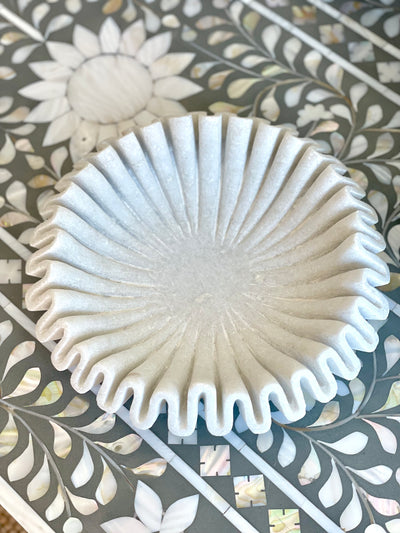 Marble Ripple Fluted Decor Bowl - 22cm