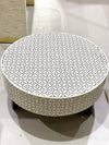 Bone Inlay Round Coffee Table - Grey Geometric