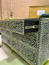 Bone Inlay Chest of 6 Drawers - Navy Scroll Vine