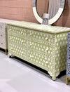 Bone Inlay 6 Chest of Drawers - Sage Green Daisy