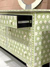 Bone Inlay 6 Chest of Drawers - Sage Green Daisy