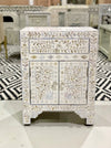 Mother Of Pearl Bedside Table - White Floral