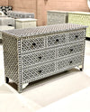 Bone Inlay Chest of 7 Drawers - Black Wallpaper