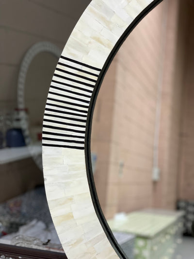 Bone Inlay Round Hampton Mirror - 90cm