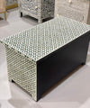 Bone Inlay Storage Ottoman - Geometric Green