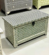 Bone Inlay Storage Ottoman - Geometric Green