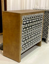 Bone Inlay 2 Door Cabinet - Tribal Pattern