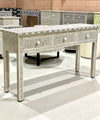 Bone Inlay 3 Drawer Console - Grey Geometric