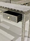 Bone Inlay 3 Drawer Console - Black Geometric