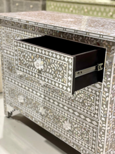 Mother of Pearl 4 Chest of Drawers-  Grey Floral