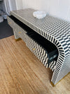 Bone Inlay Curved 6 Drawers Console - Black Stripe