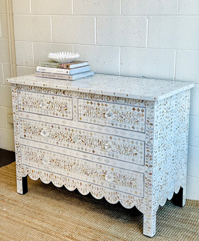 Mother Of Pearl 4 Chest of Drawers - Off White Floral