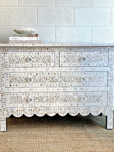 Mother Of Pearl 4 Chest of Drawers - Off White Floral