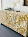 Bone Inlay Boho Curved Sideboard - Almond Arch