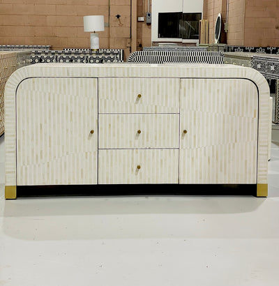 Bone Inlay Curved Sideboard - White