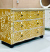 Bone Inlay 3 Drawers French Chest - Almond Floral