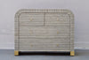 Bone Inlay Curved 4 Drawers Chest - Grey Stripe