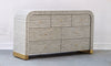 Bone Inlay 7 Drawers Curved Chest - Grey Stripe