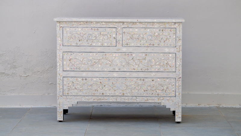 Mother Of Pearl 4 Chest of Drawers - Off White Floral