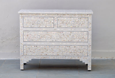 Mother Of Pearl 4 Chest of Drawers - Off White Floral