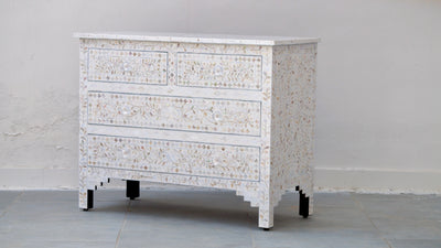 Mother Of Pearl 4 Chest of Drawers - Off White Floral