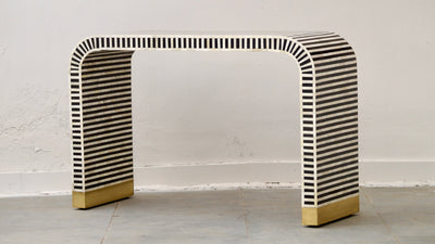 Bone Inlay Curved Console - Black Stripe