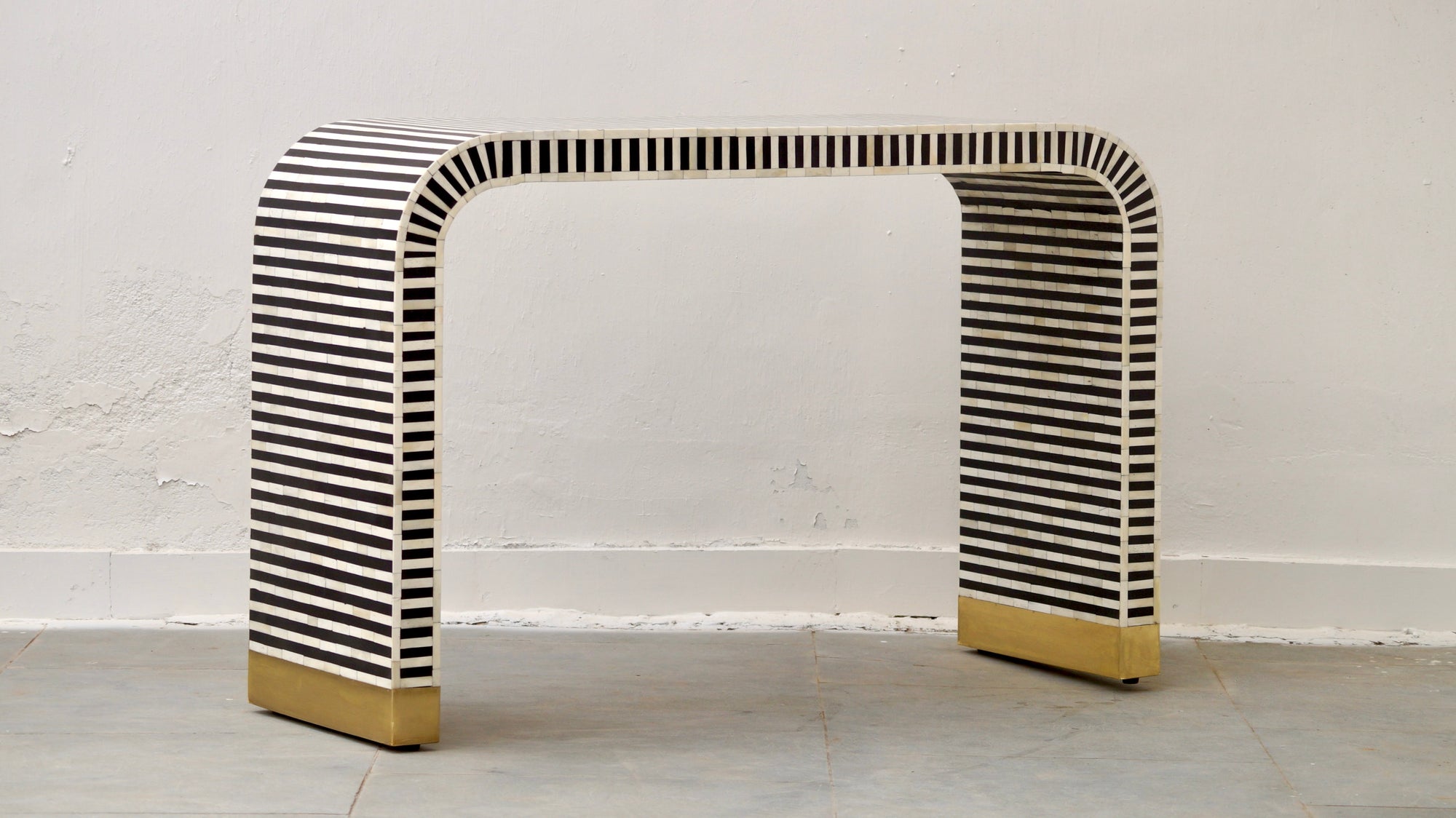 Bone Inlay Curved Console - Black Stripe