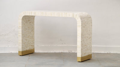 Bone Inlay Waterfall Console Table - White