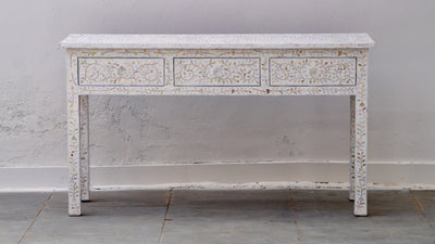 Mother of Pearl 3 Drawer Console -  White Floral