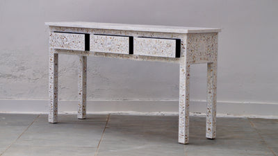 Mother of Pearl 3 Drawer Console -  White Floral