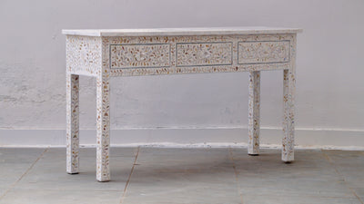 Mother of Pearl 3 Drawer Console -  White Floral